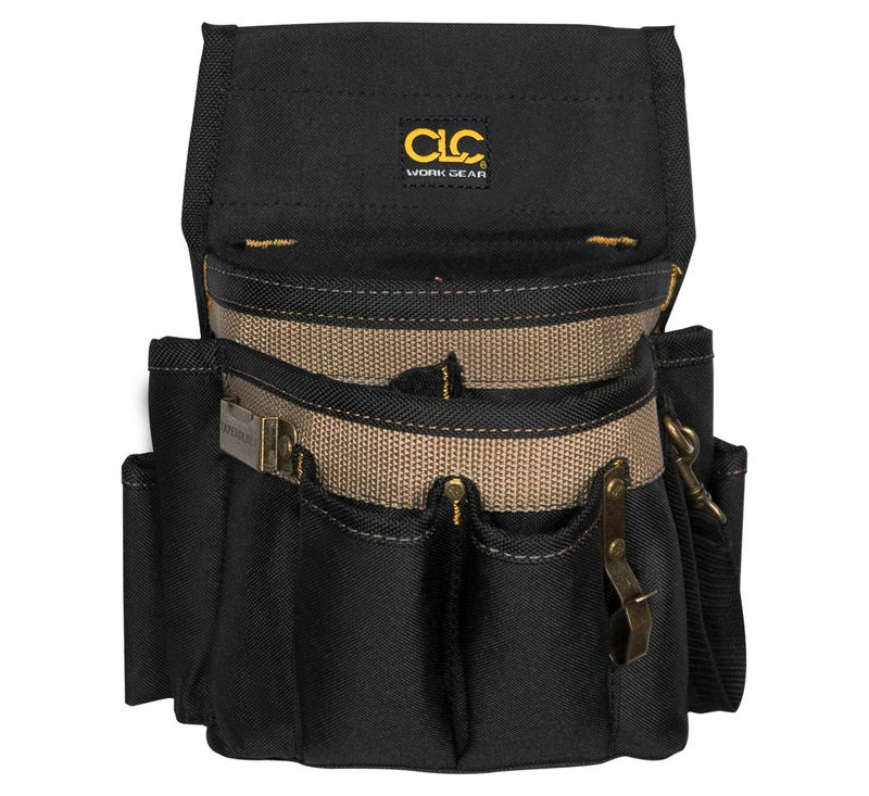 Custom Leathercraft صندوق أدوات كهربائي CLC Custom Leathercraft 1505، 10 جيوب، أسود/بني فاتح - Image 1